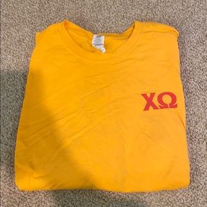 Long sleeve yellow chi omega shirt